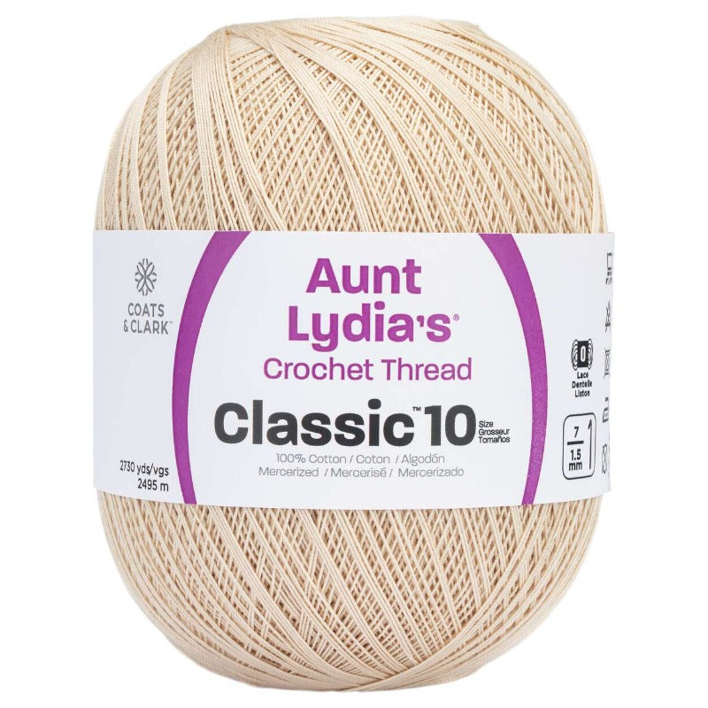 Aunt Lydia's Crochet Thread Classic 10, 500g - Natural – True North Yarn Co.