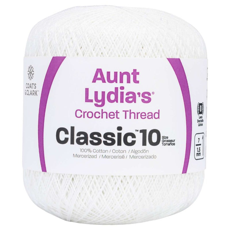 Aunt Lydia's Crochet Thread Classic 10, 50g - White