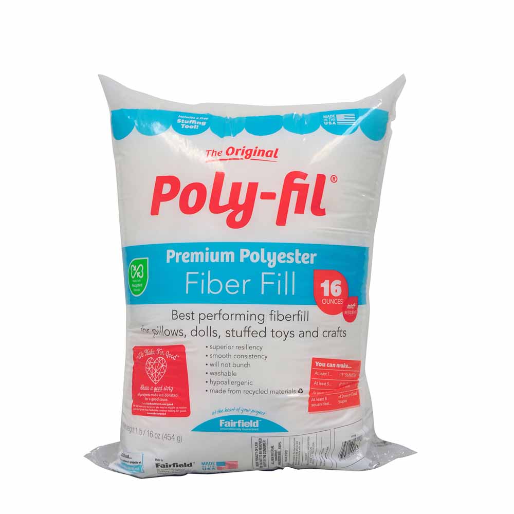 Fairfield Poly-Fil Premium Polyester Fiber Fill White 1 Bag 16-Ounce 1 lb.  New