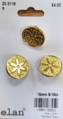 Large 4 Hole 1-1/2 (38mm) 60L Vintage Gold Metal Buttons #991